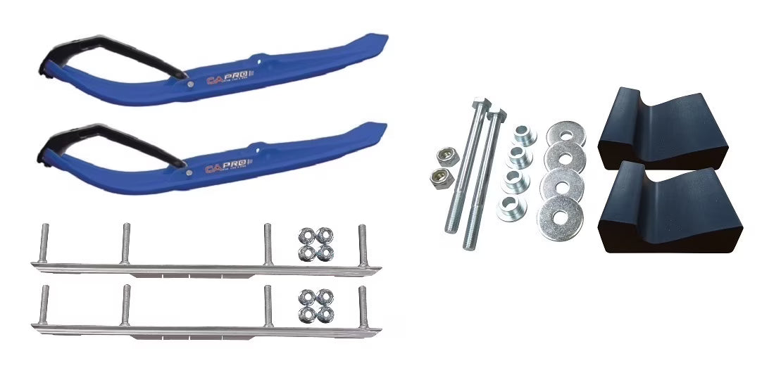 Blue MTX Snowmobile Skis with 6" Shaper Bars Complete Kit E345