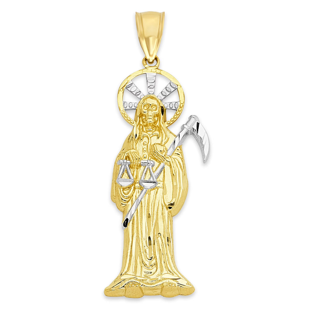 14k Gold Small San Muerte Pendant Necklace P4102