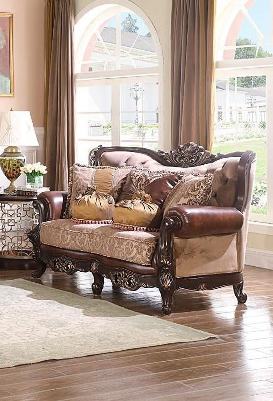Cherry Finish Wood Sofa Set 2Pcs E345772