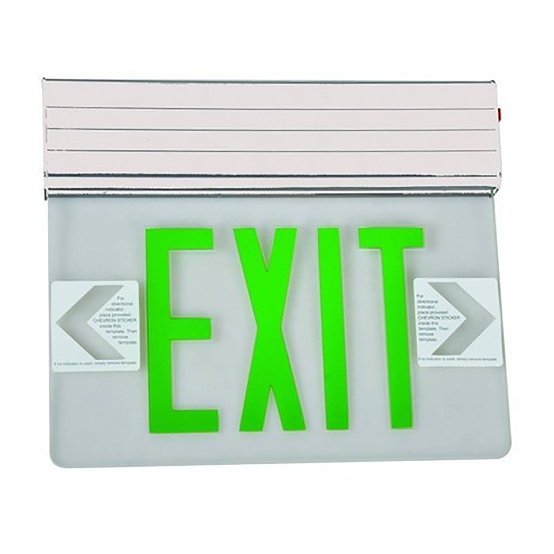 Edge Lit Exit Sign Double Sided Green LED White Housing F726118