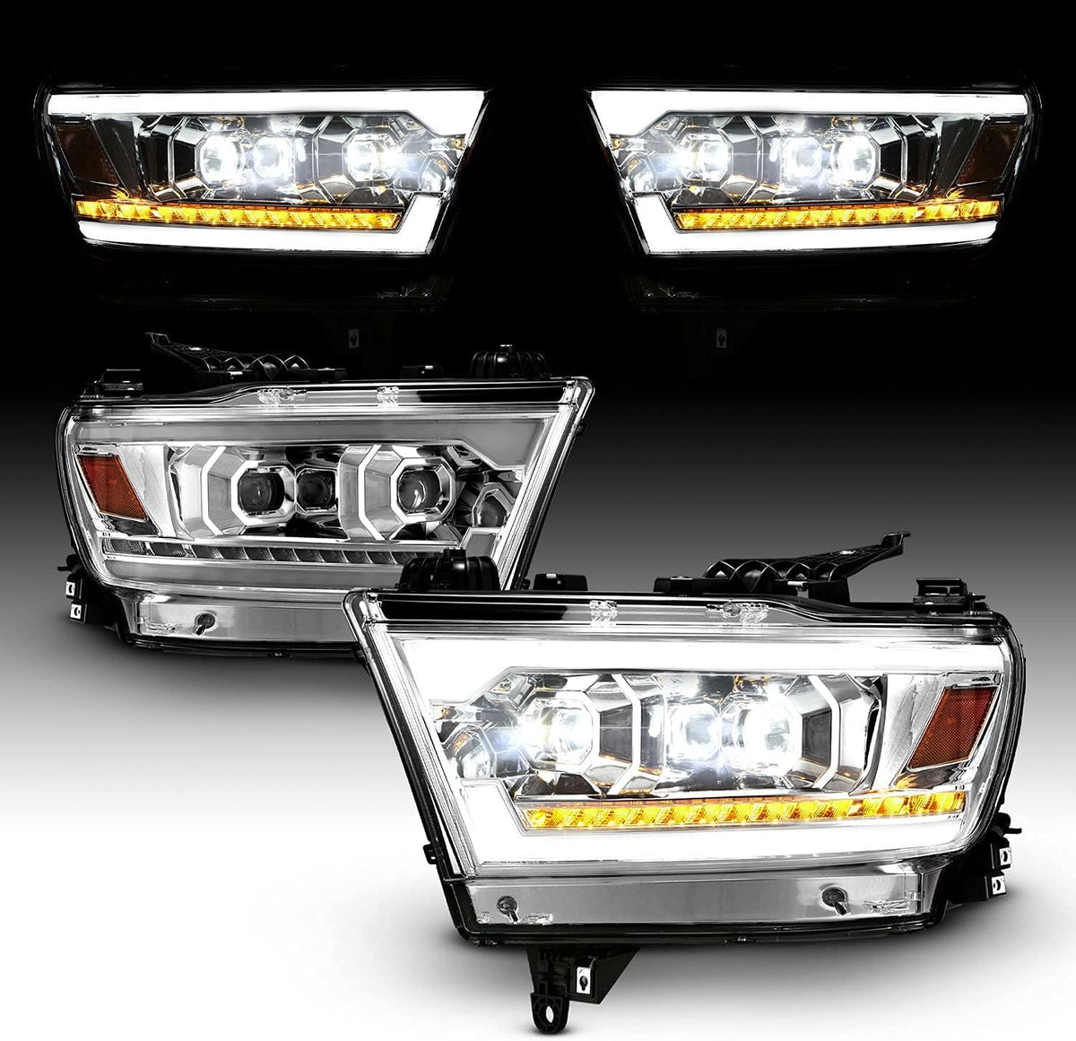 Chrome Projector Headlight Set for Dodge Ram 1500 Pickup U1186