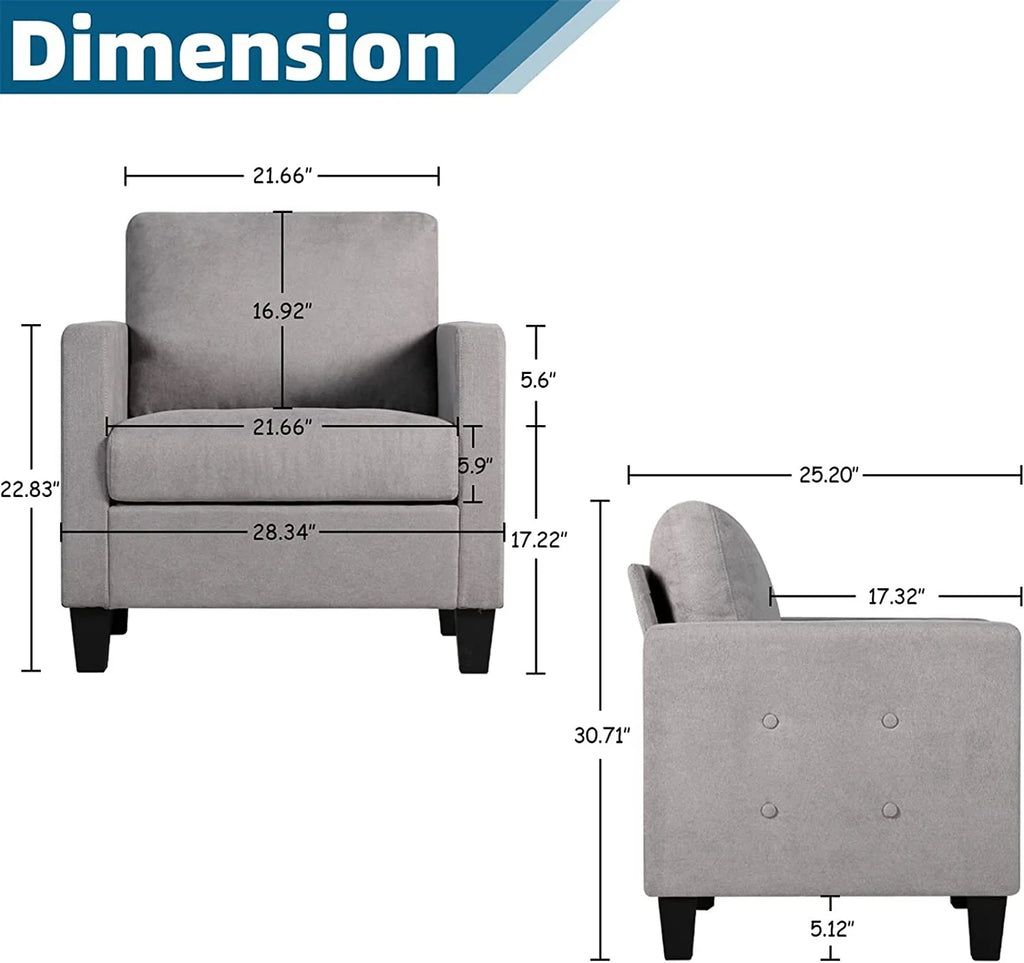 Light Gray Button Tufted Accent Arm Chair M700