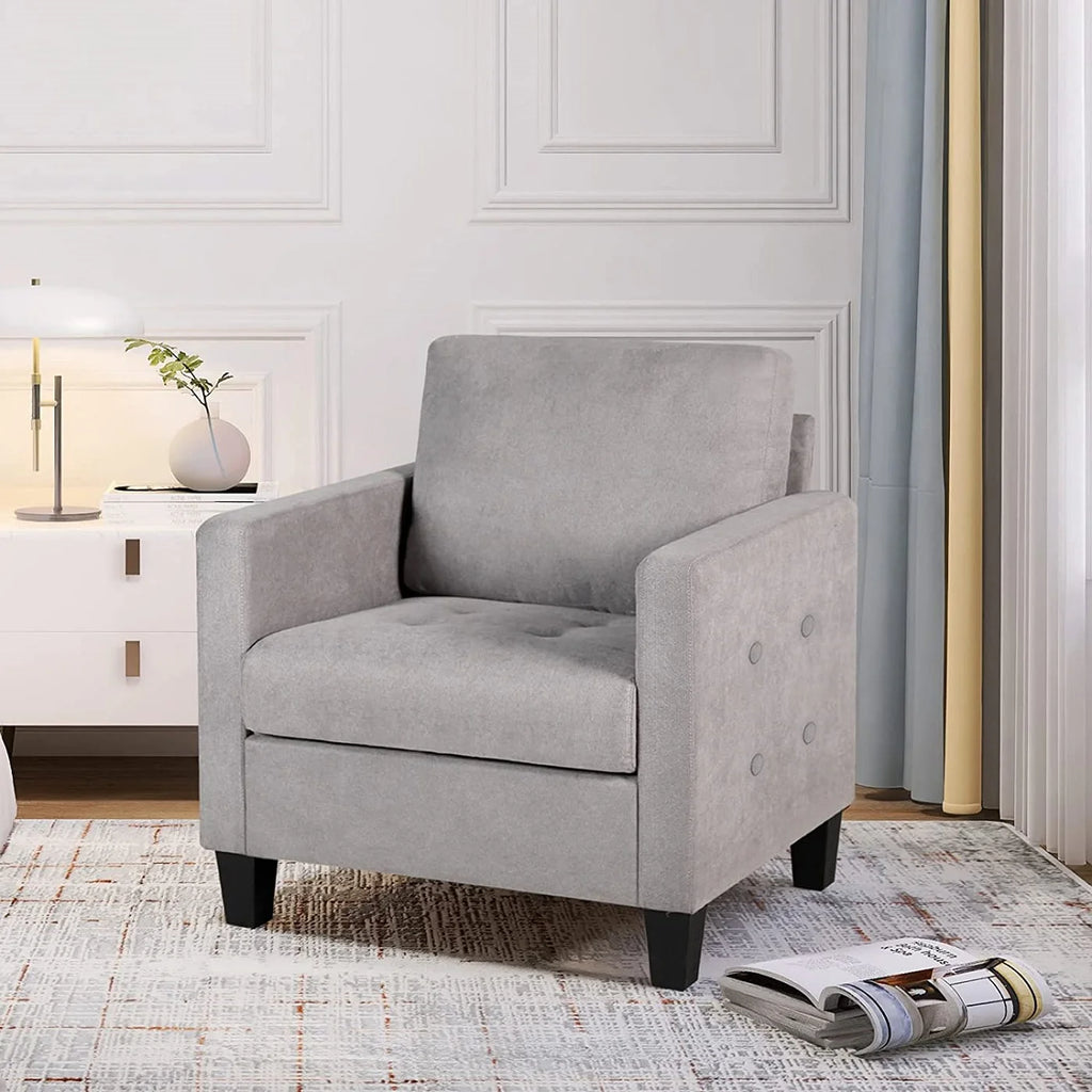 Light Gray Button Tufted Accent Arm Chair M700