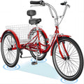 24" 7-Speed 3 Wheel Adult Tricycle with Basket R24708