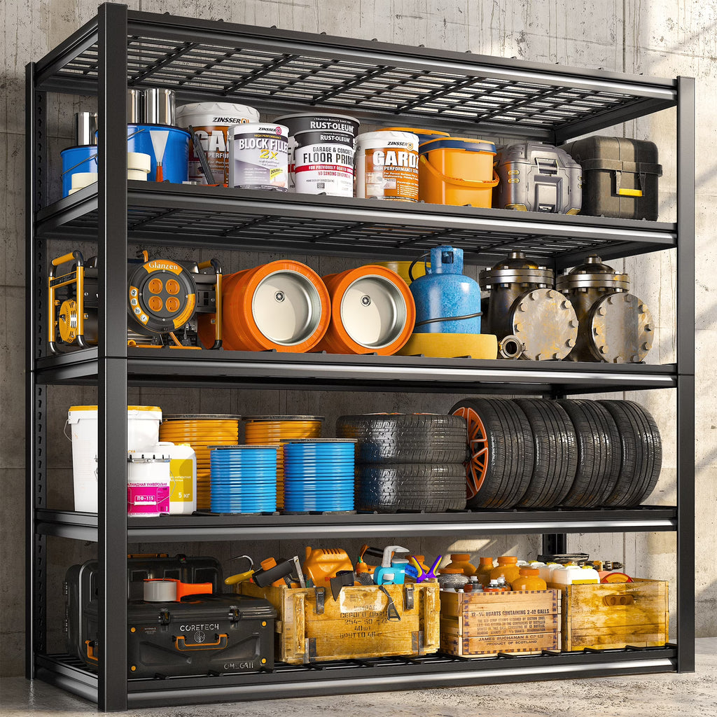 Heavy Duty 5 Tier Metal Wire Garage Storage Shelving Rack, Black H880521