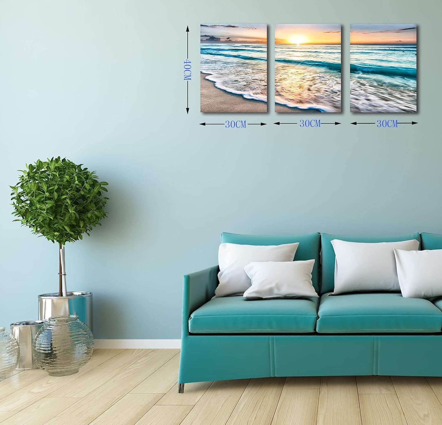 Framed Canvas Wall-Art Oil Painting 12x16inchx3pcs U24177