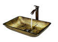 Bronze Rectangular Vessel Bathroom Sink with Faucet L64832