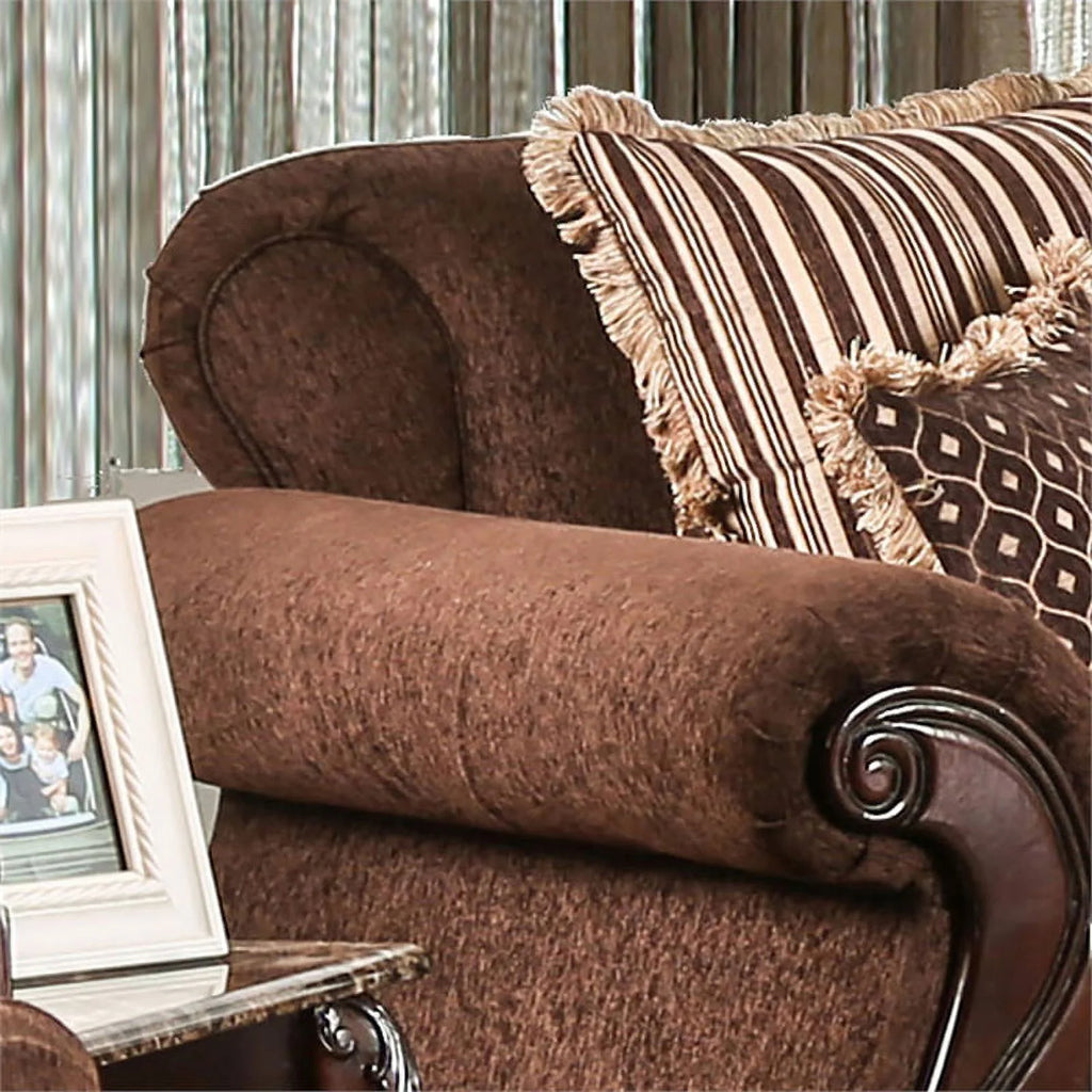 Brown Fabric Upholstered Loveseat N36873
