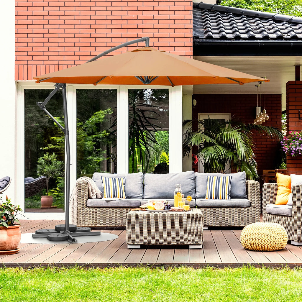 10ft Offset Patio Umbrella with Cross Base T6812