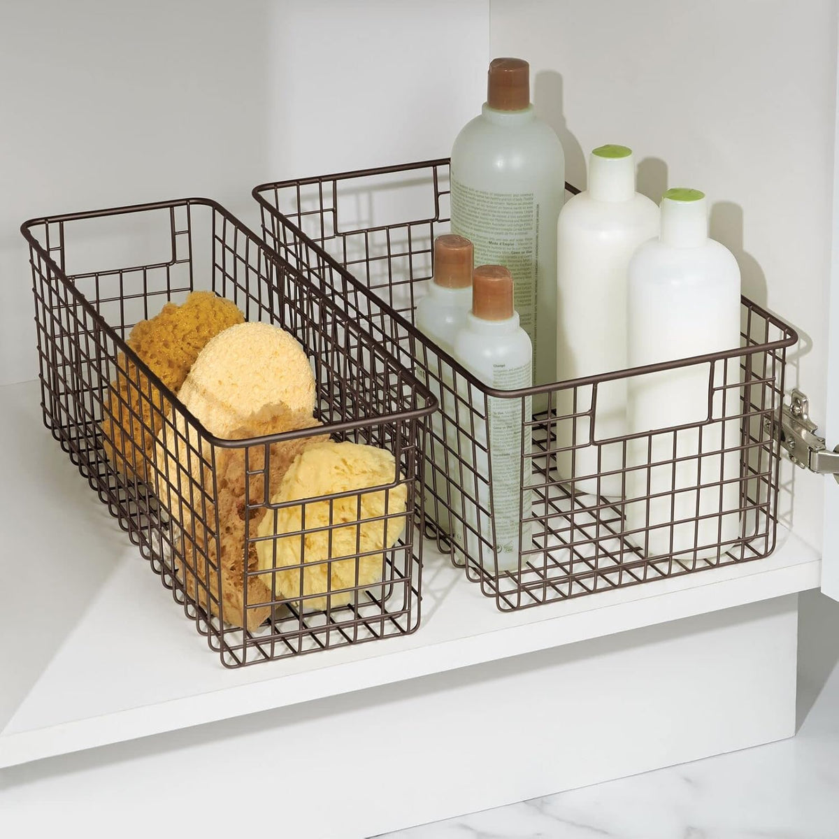 Bronze Metal Wire Bathroom Organizer Storage Bin Basket 8 Pack S531673