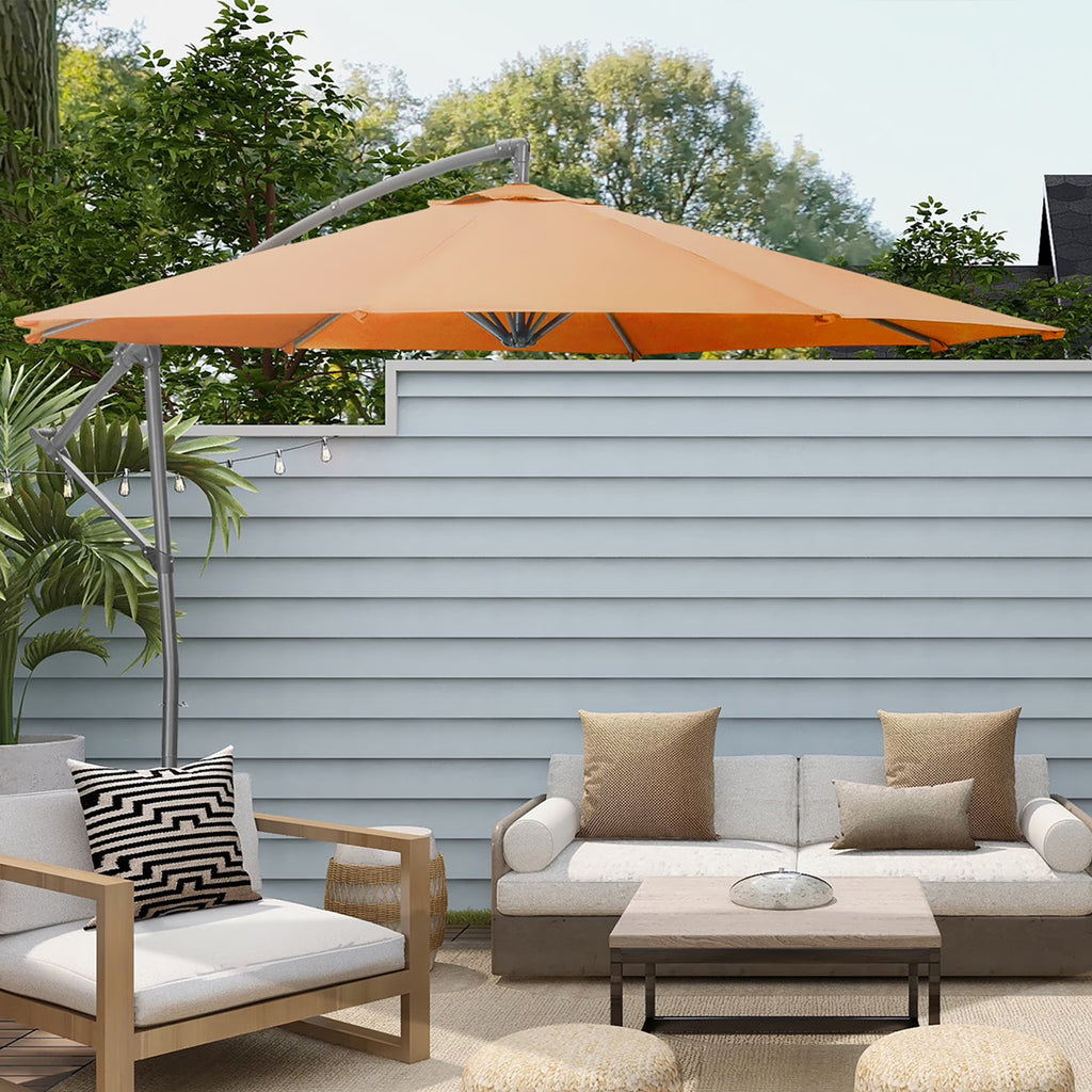 10ft Offset Patio Umbrella with Cross Base T6812