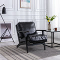 Solid Wood Black PU Leather Accent Arm Chair Q551594