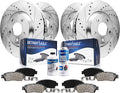 Front and Rear Drilled Rotors Brake Pads 10pc Set O34174