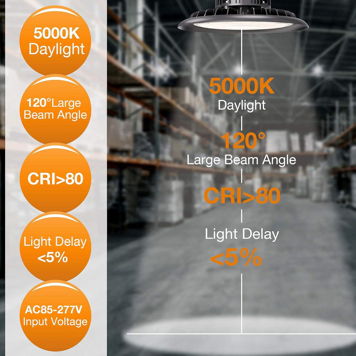 150W 5000K LED High Bay Light with US Plug 5’ Cable Z67484