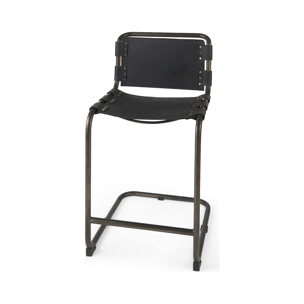 Black Leather Counter Stool D69860