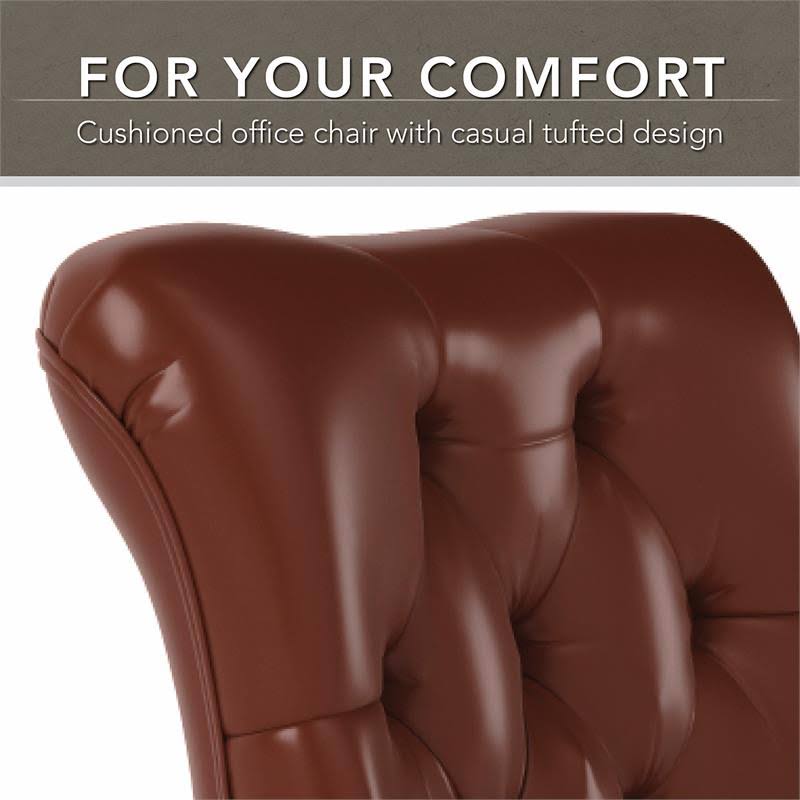 Harvest Cherry Leather Mid Back Tufted Office Chair O1180