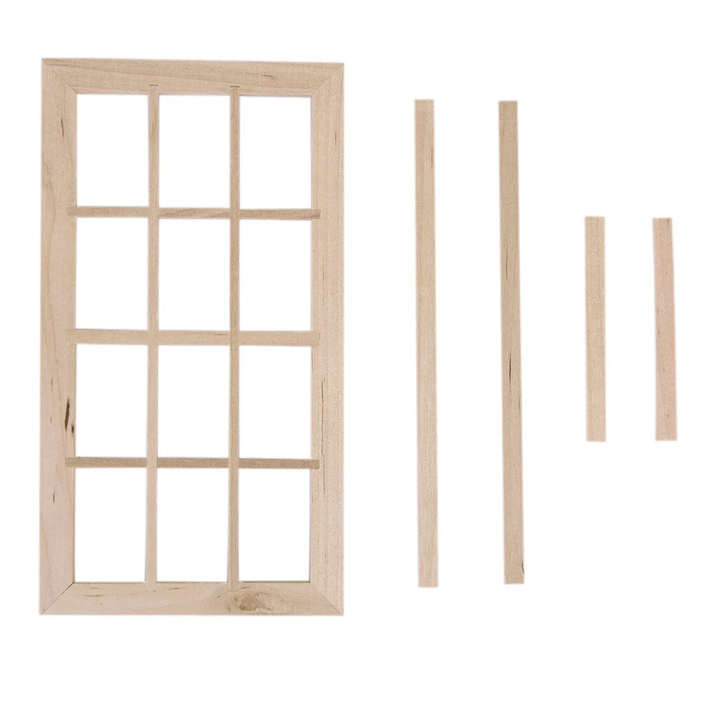 Vintage 12-pane Wooden Dolls House Window P314