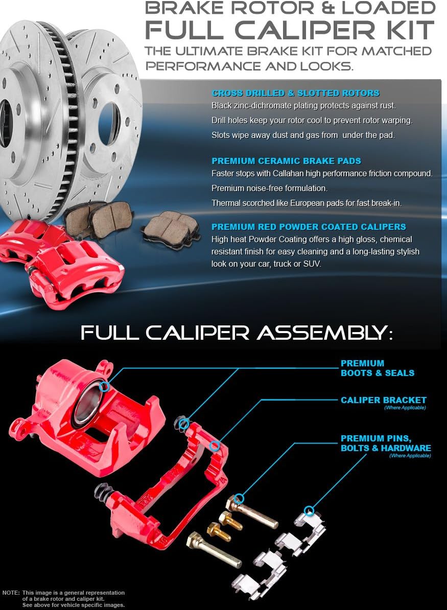 Red Powder Coated Caliper Assembly Set Kit U644