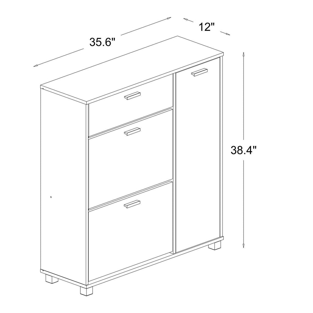 White/Walnut Storage Cabinet V6044
