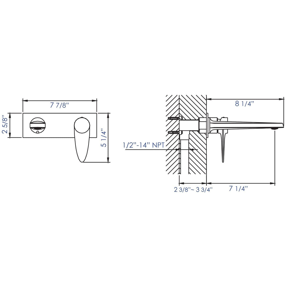 Polished Chrome Wall Mounted Bathroom Faucet G2733