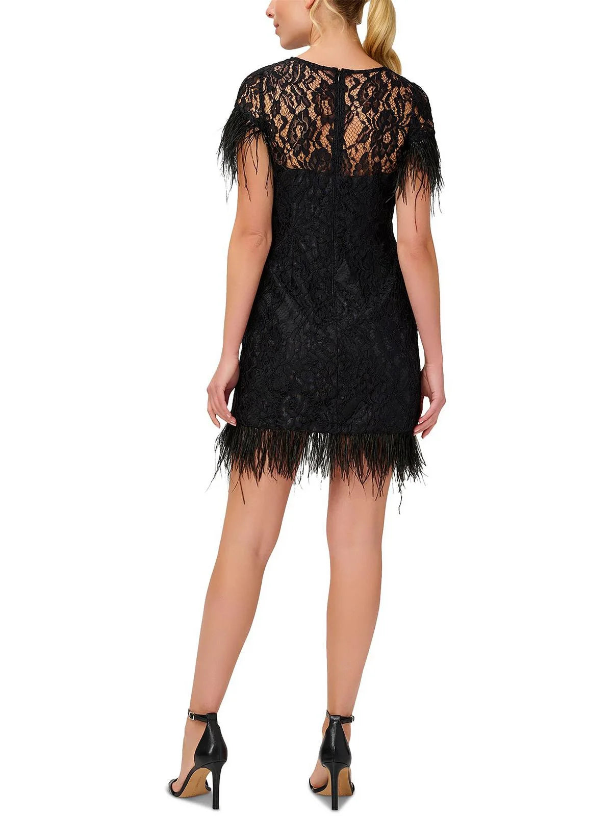 Ostrich Feather Lace Cocktail Dress A163