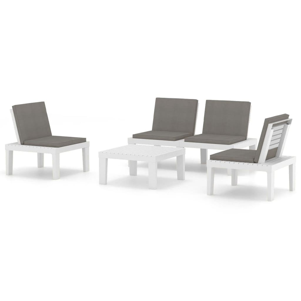 4 Piece Patio Lounge Set with Anthracite Cushions Plastic White Outdoor Sectional Sofa Set K1917