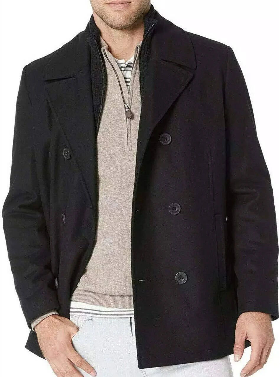 Black Wool Peacoat A79517