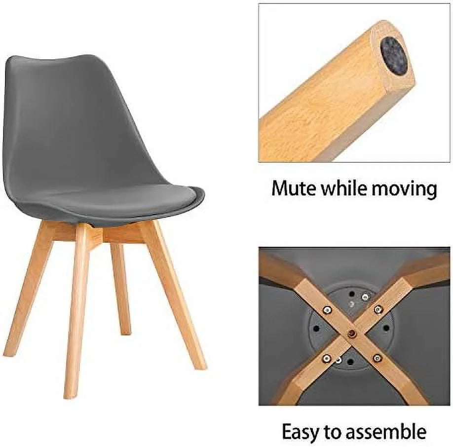 Upholstered Side Dining Chairs with Wood Leg and Soft Padded Cushion Z24832