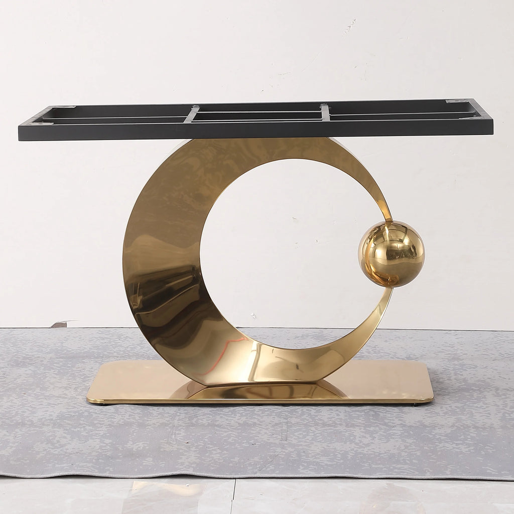 White Sintered Stone Dining Table Set with Stainless Steel Base S51557
