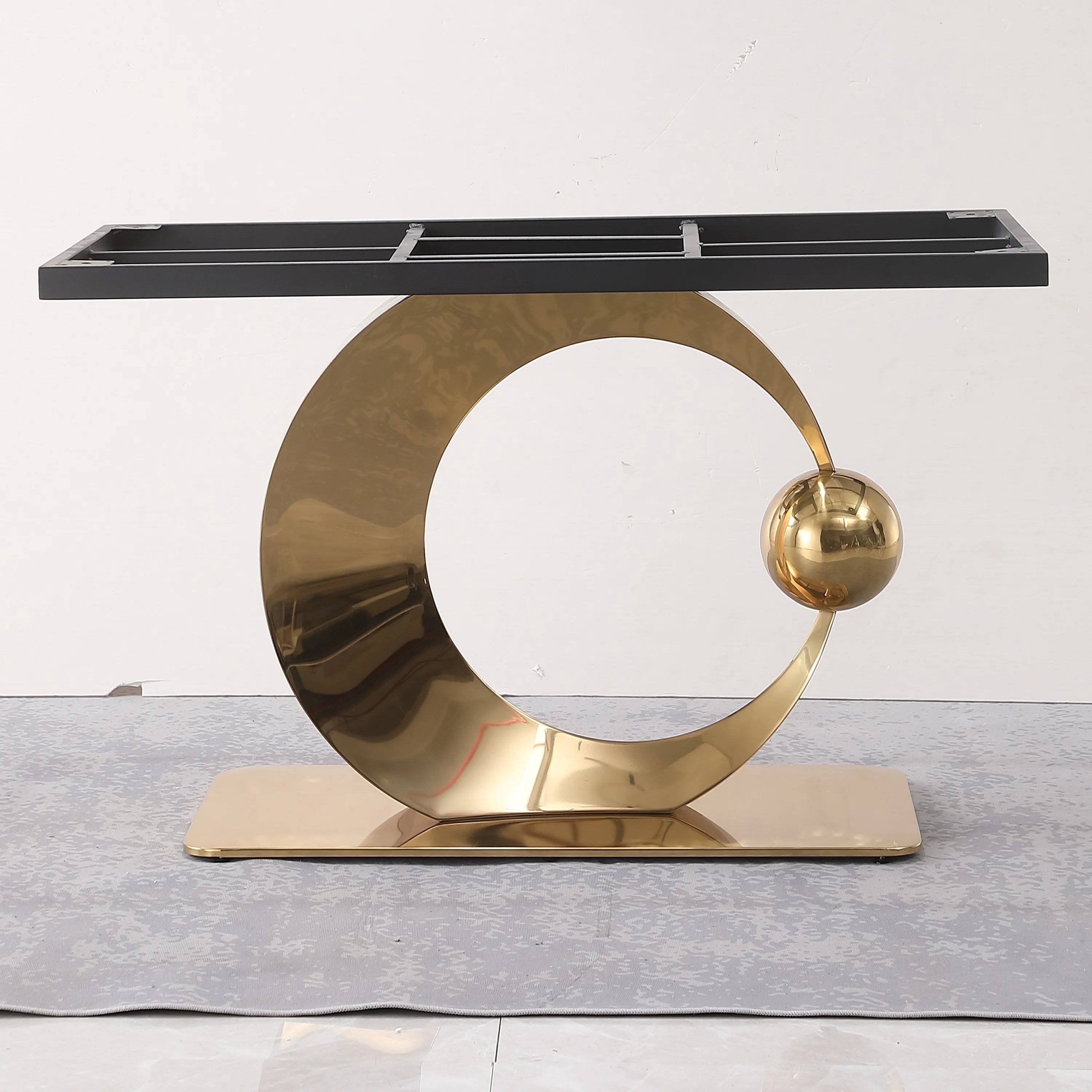 White Sintered Stone Dining Table Set with Stainless Steel Base S51557