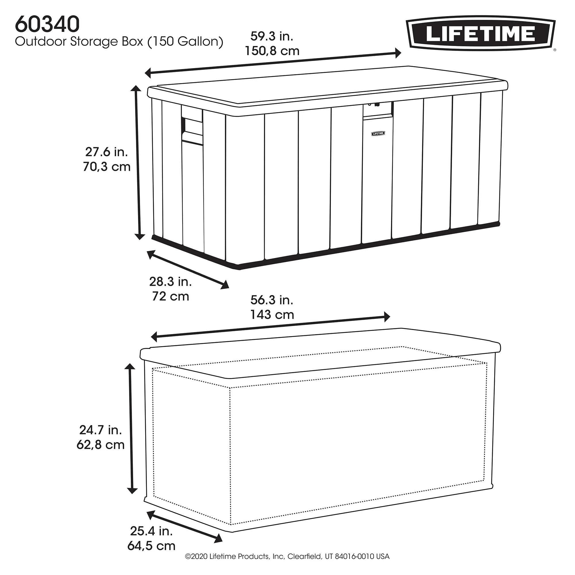 150 Gallon Outdoor Storage Deck Box, Storm Dust Gray M451
