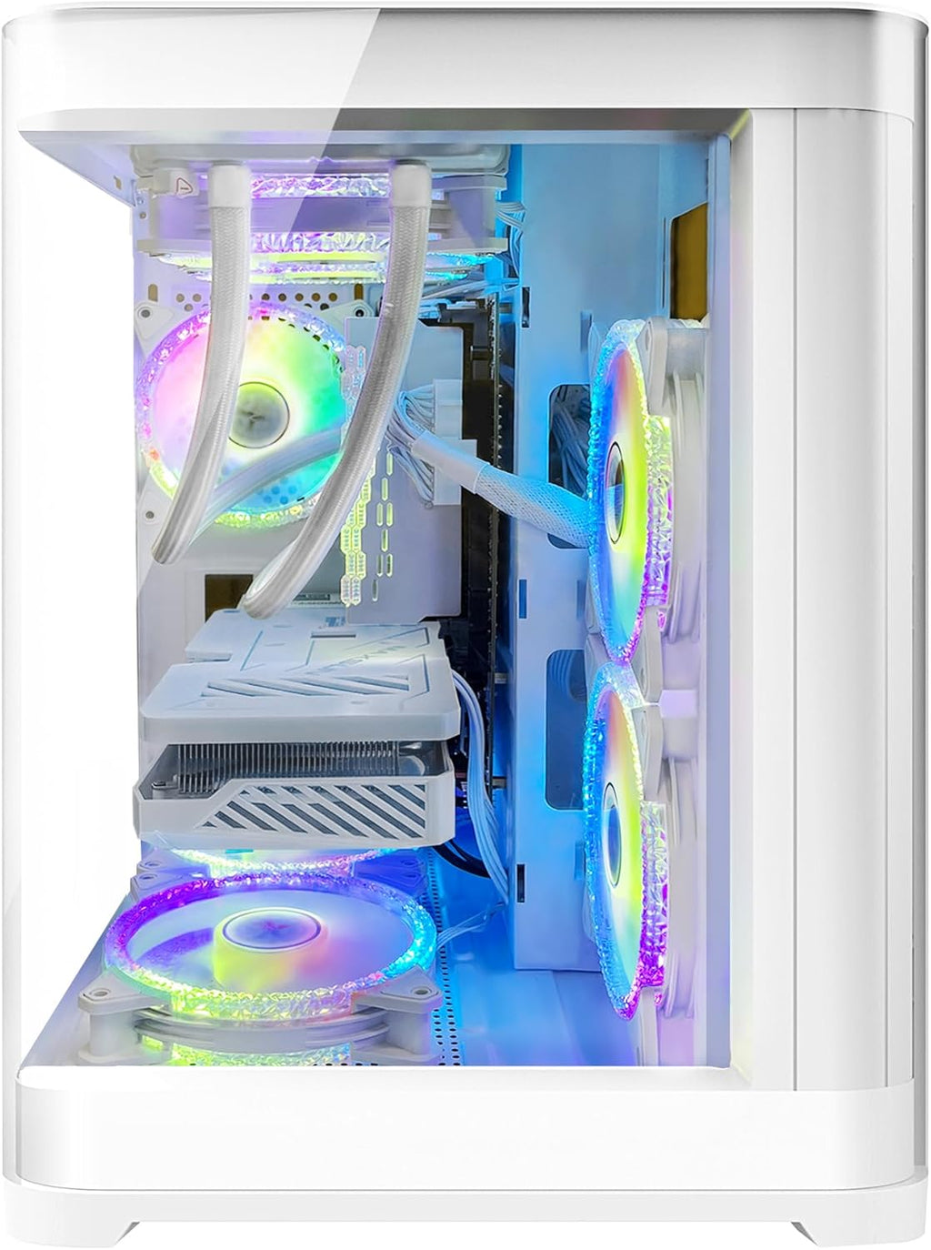 White Gaming PC Desktop - AMD Ryzen 7 5700X 8-Core 3.4GHz - GeForce RTX 4060 - 1TB M.2 + 1TB SATA SSD - 32GB DDR4 3200MHz - 240mm AIO CPU Liquid Cooler - Windows 11 Pro C7783