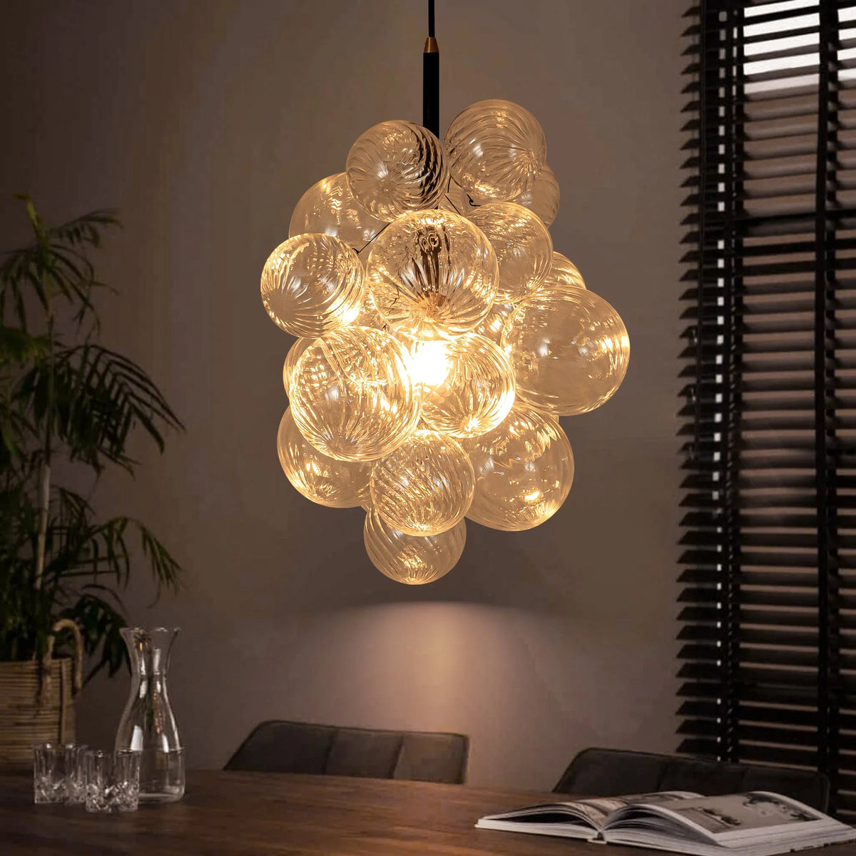 1-Light Dimmable Glass Globe Chandelier C337