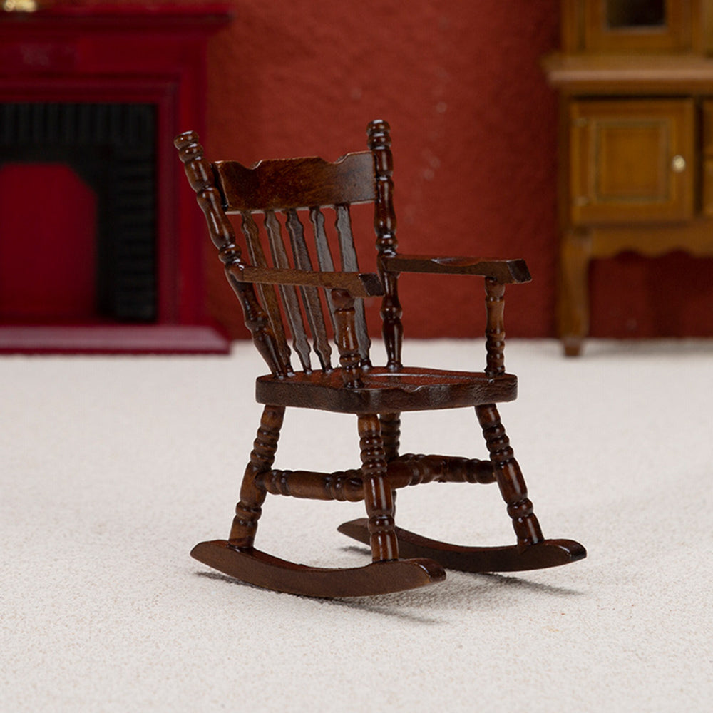 Walnut Dollhouse Rocking Chairs, 2 Pieces V959