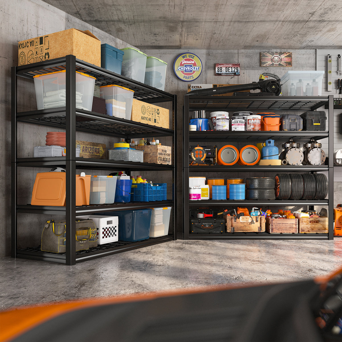 Heavy Duty 5 Tier Metal Wire Garage Storage Shelving Rack, Black H880521