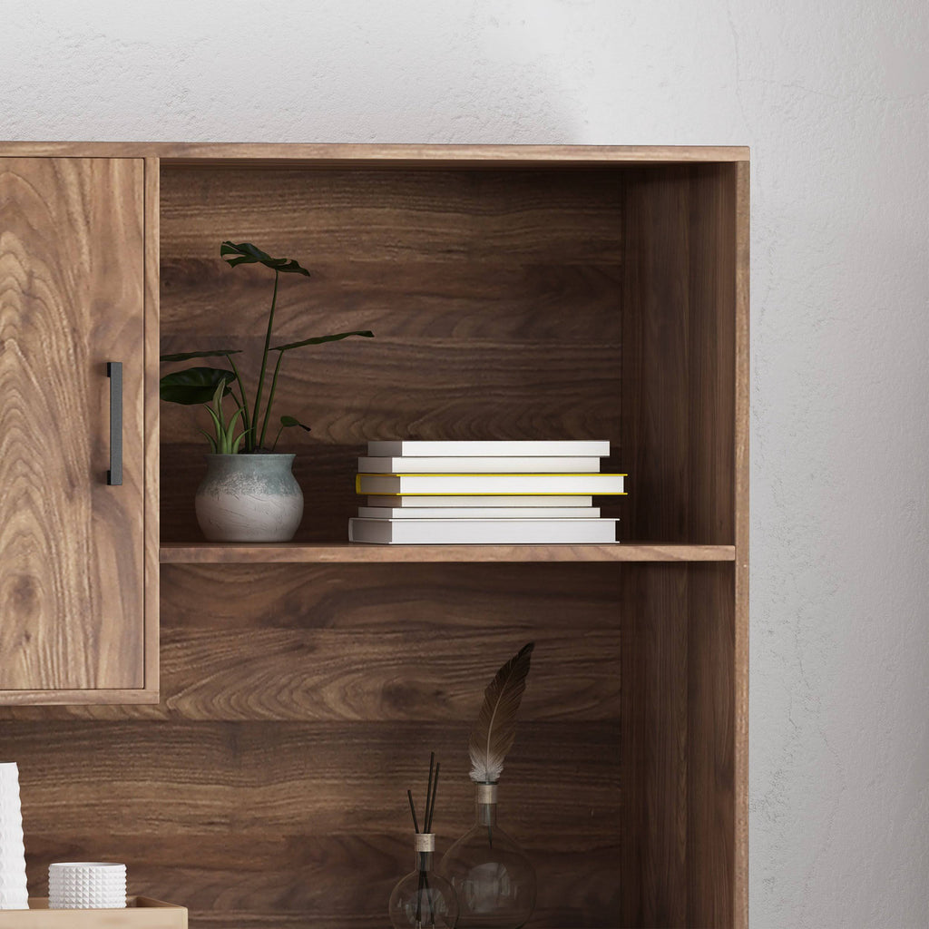 Walnut and Black Faux Wood Cube Bookcase K3032