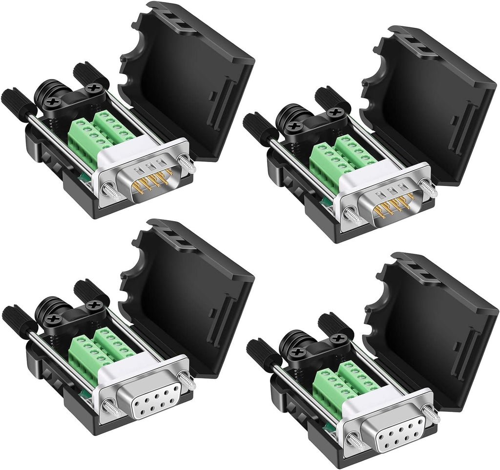DB9 Solderless Connector RS232 D-SUB Serial Adapters 9 Pin Breakout Board with Case N757