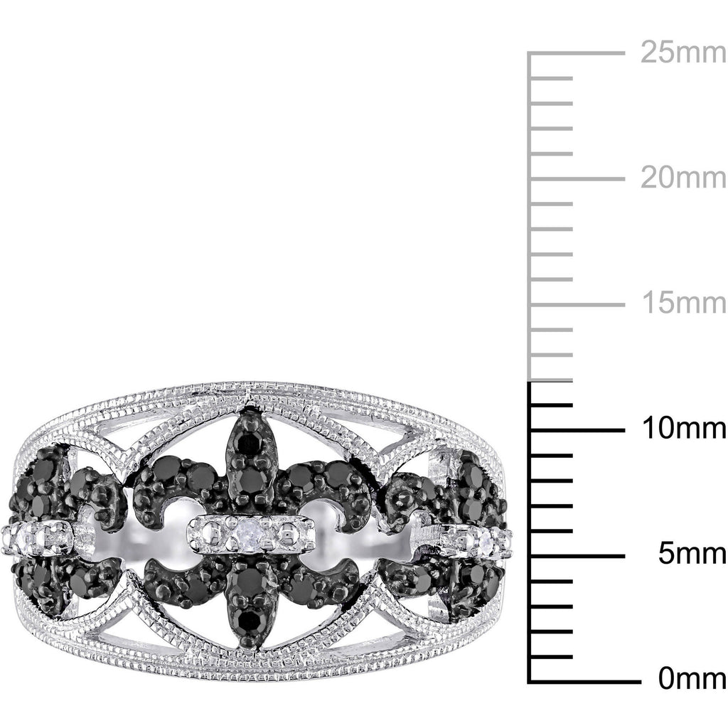 Black and White Diamond Sterling Silver Ring S354