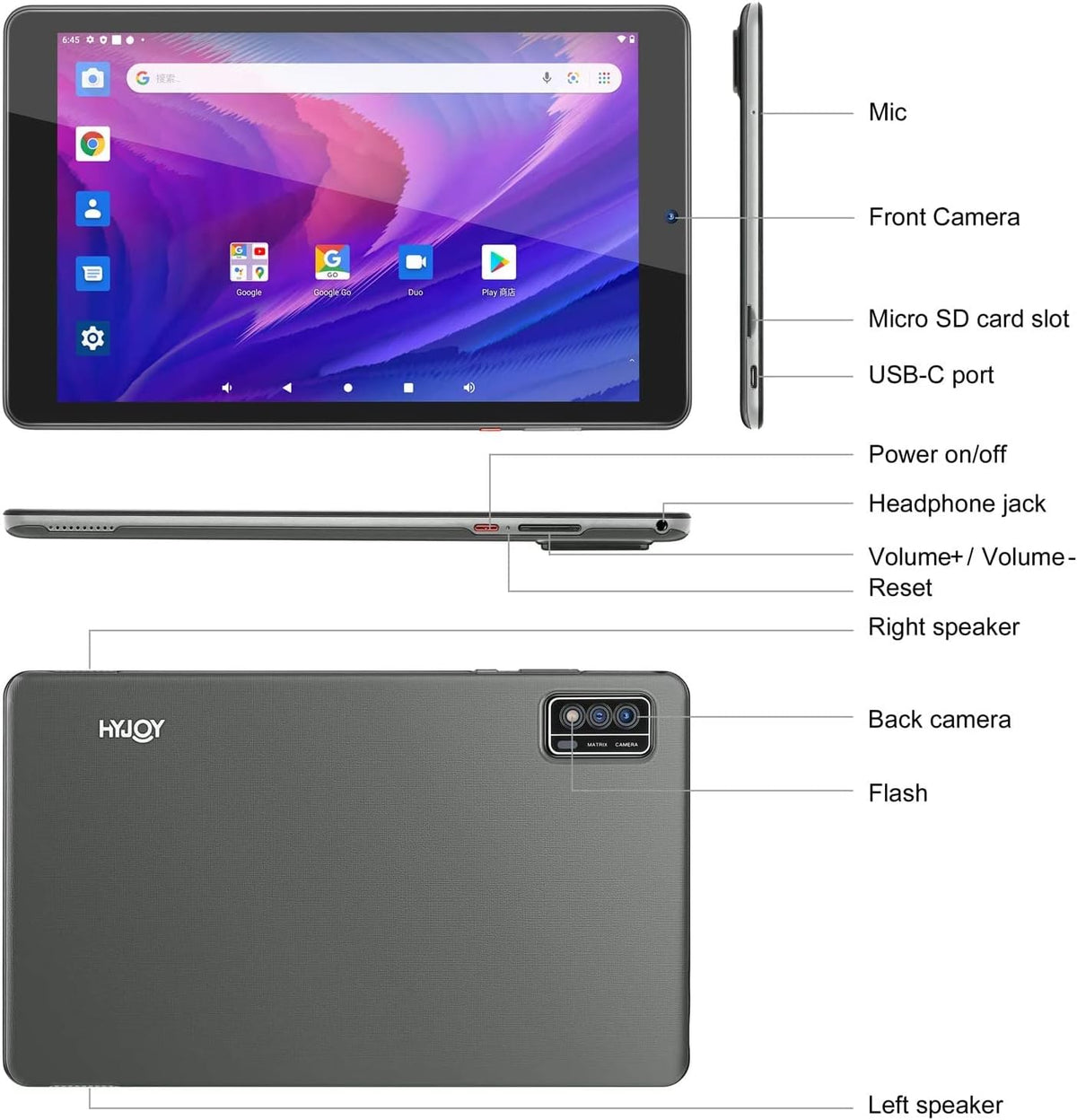 Pack of 2 Tablet 9 Inch Android 10 2GB RAM Quad-Core 4000mAh IPS HD Display M666855