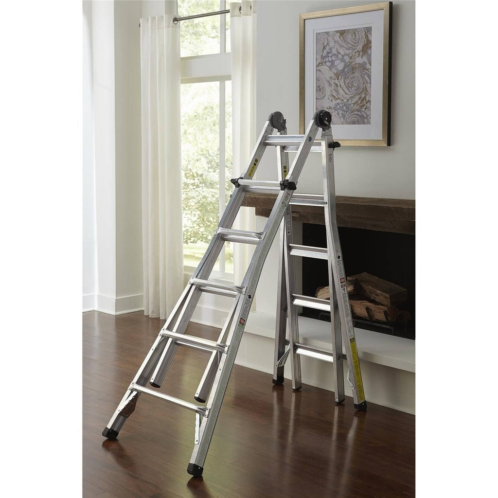 22' Max Reach Aluminum Telescoping Multi-Position Ladder D63707