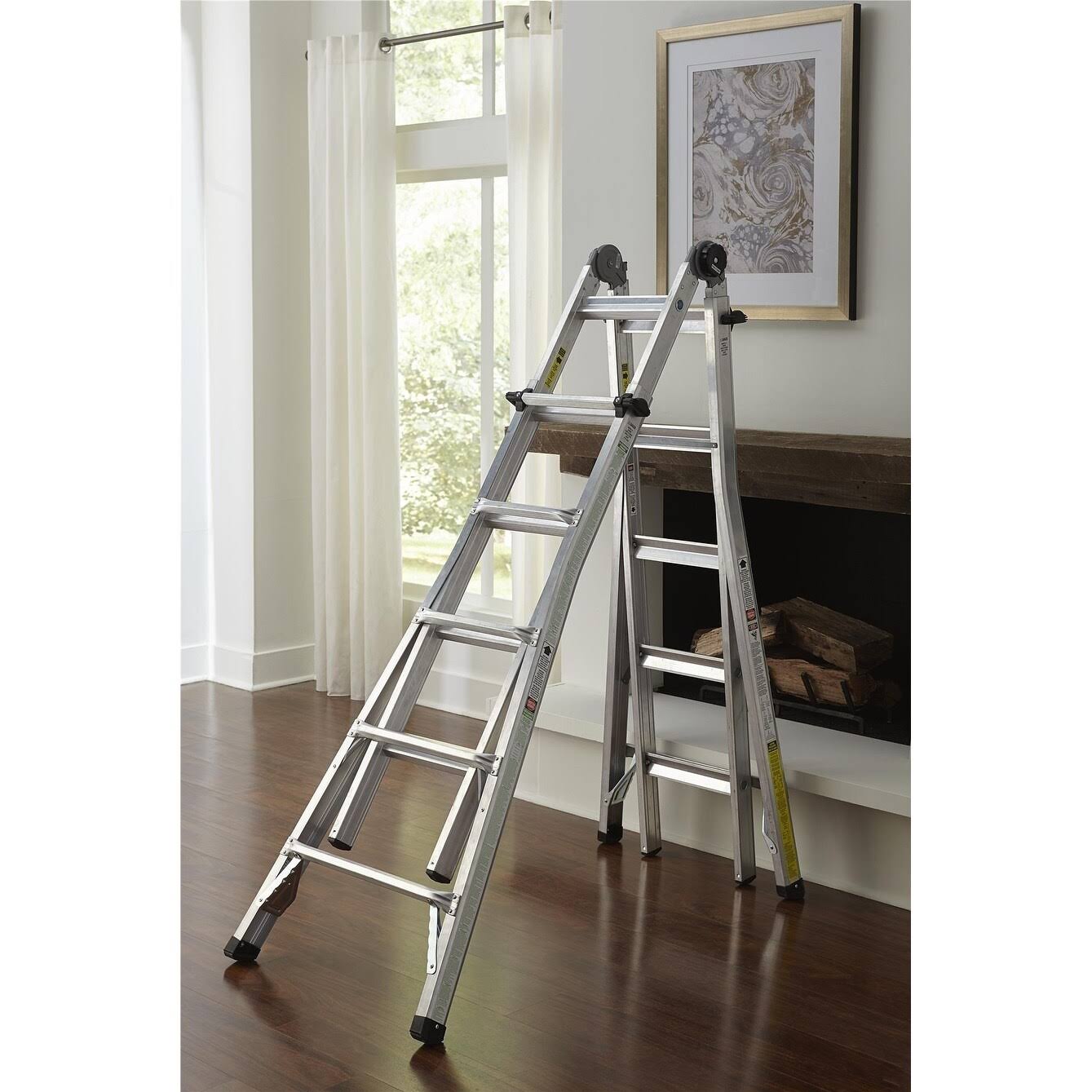 22' Max Reach Aluminum Telescoping Multi-Position Ladder D63707