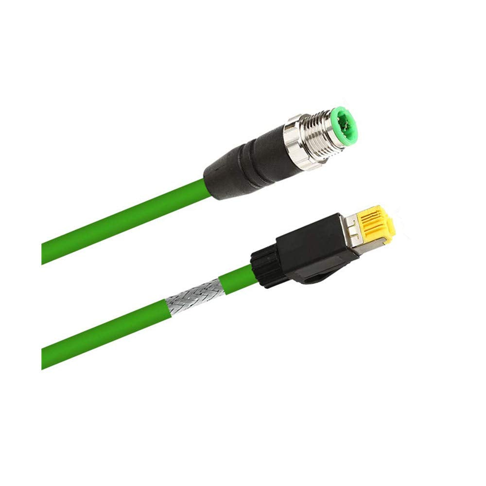 M12 4-Pin D-Coding Sensor Connector to RJ45 C4 Plug Shielded Cable (15FT) K1212
