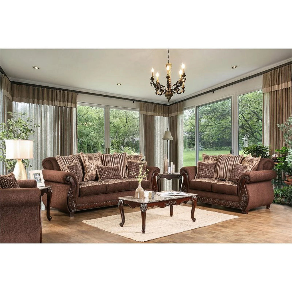 Brown Fabric Upholstered Loveseat N36873