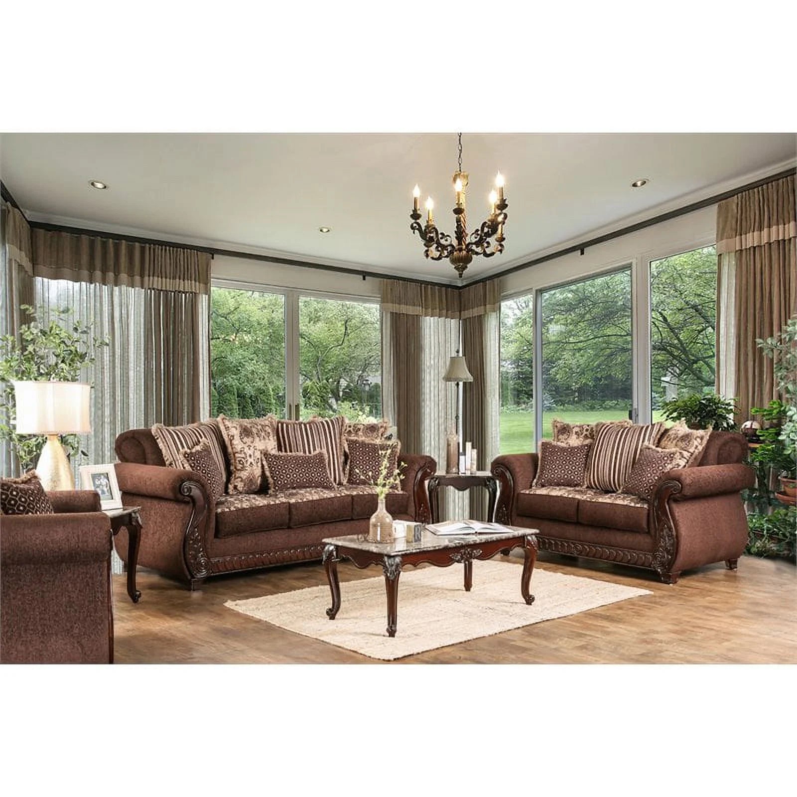Brown Fabric Upholstered Loveseat N36873