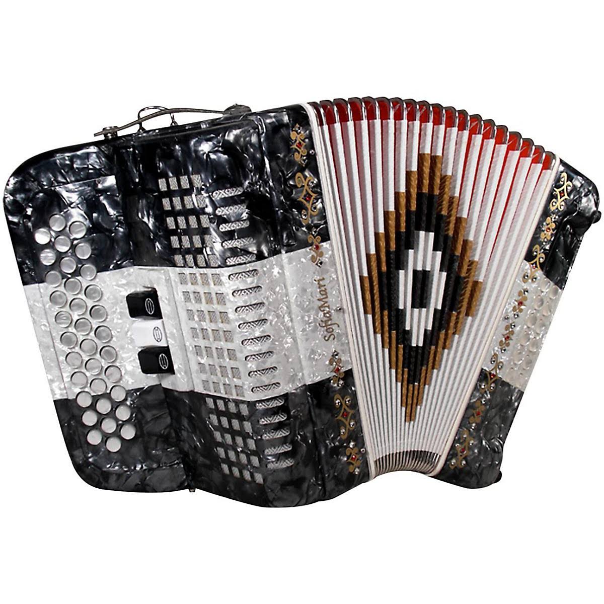 34-Button 12 Bass Accordion Gray/White D8792