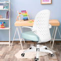 Blue PU Leather Ergonomic Desk Chair with Flip-up Arms J14426