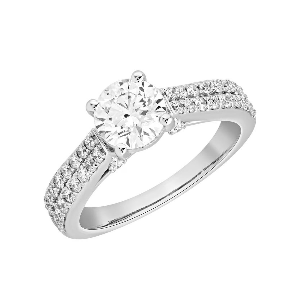 14KT Solid White Gold Round Cut Lab Created Diamond Halo Solitaire Engagement Ring I285