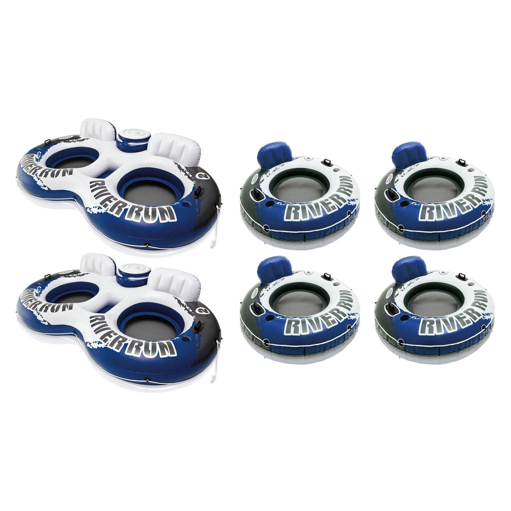 Inflatable 2 Person Float (2 Pack) + Single Tube (4 Pack) E7804