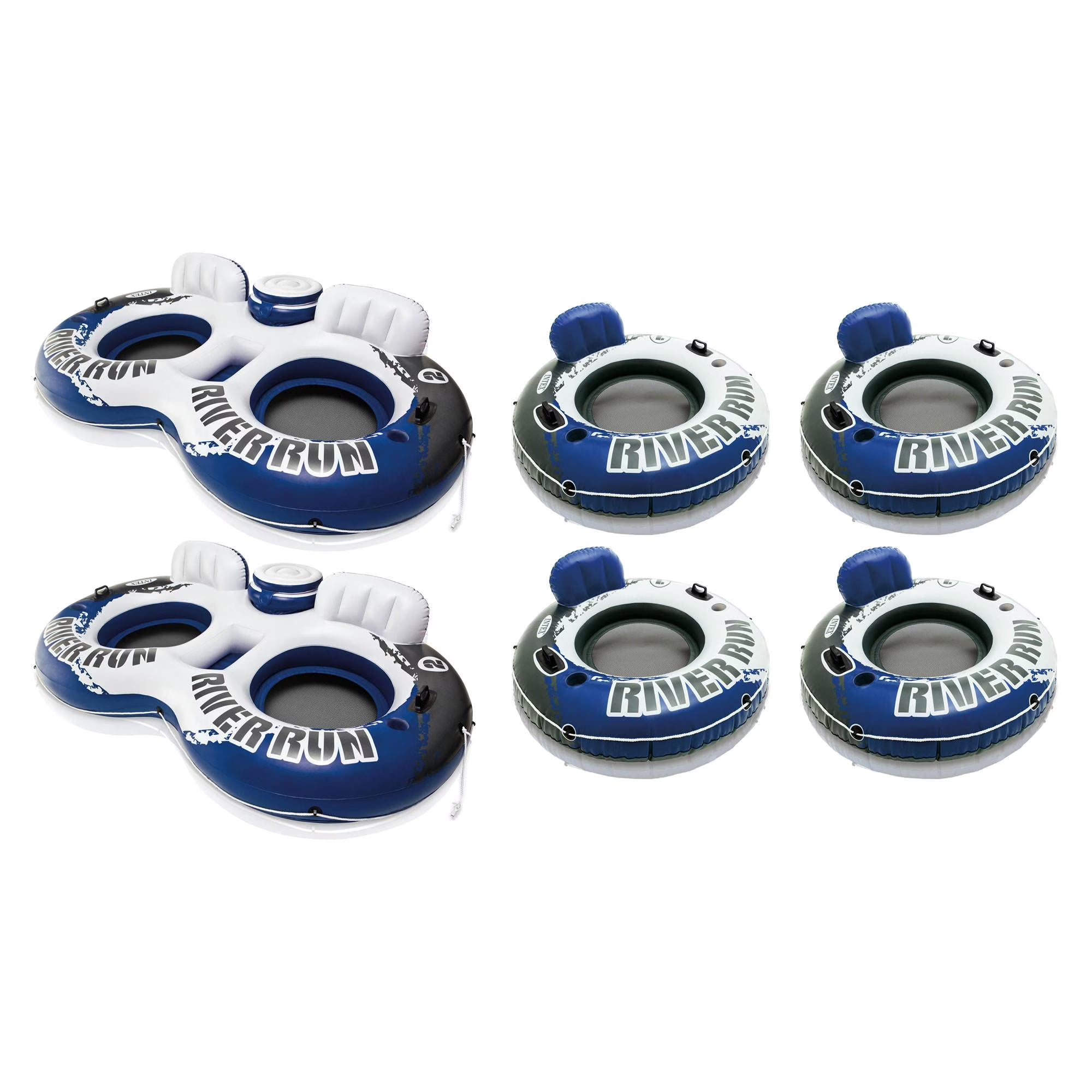 Inflatable 2 Person Float (2 Pack) + Single Tube (4 Pack) E7804