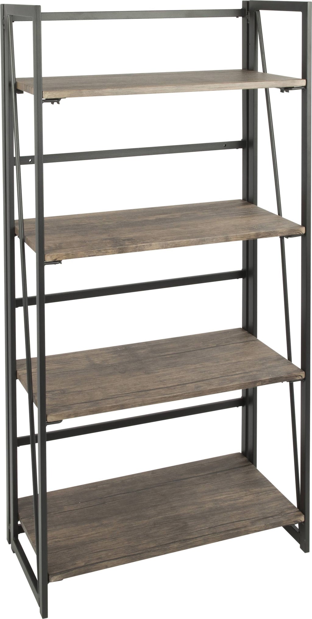 Black Metal and Wood Industrial Bookcase F781326